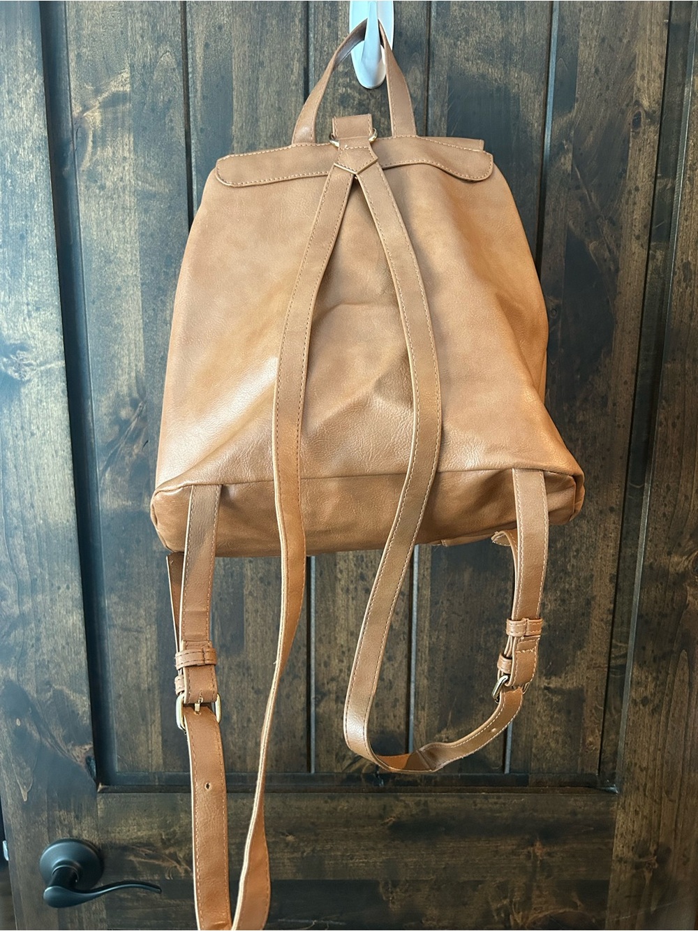 Classic Tan Drawstring Bucket Backpack - Picture 2 of 3